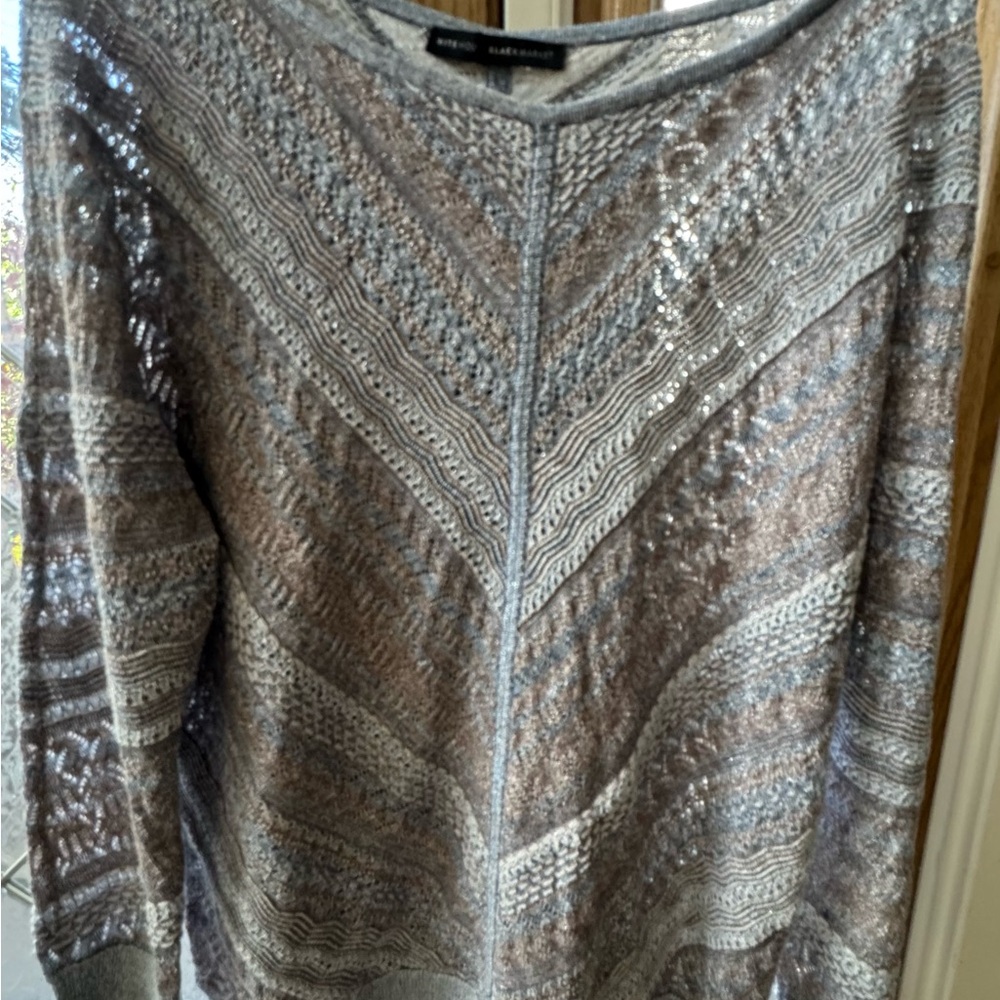White House Black Market Metallic Gray Sweater